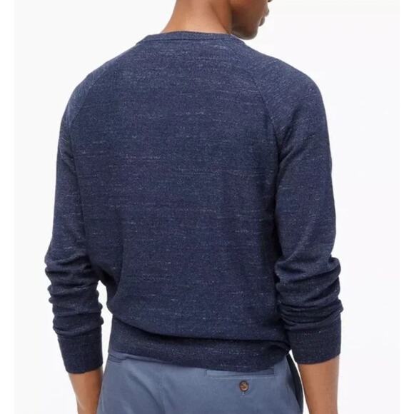 J CREW Rugged Cotton Crewneck Sweater Mid-Weight Heathered Indigo Blue Mens XL - Picture 2 of 8